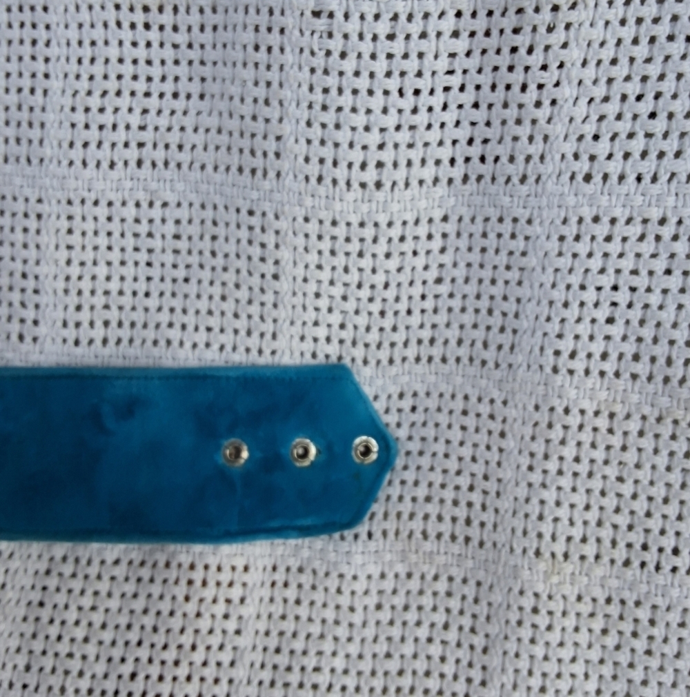 Vintage blue velvet bow 70s wide belt S/M - Picture 5 of 7